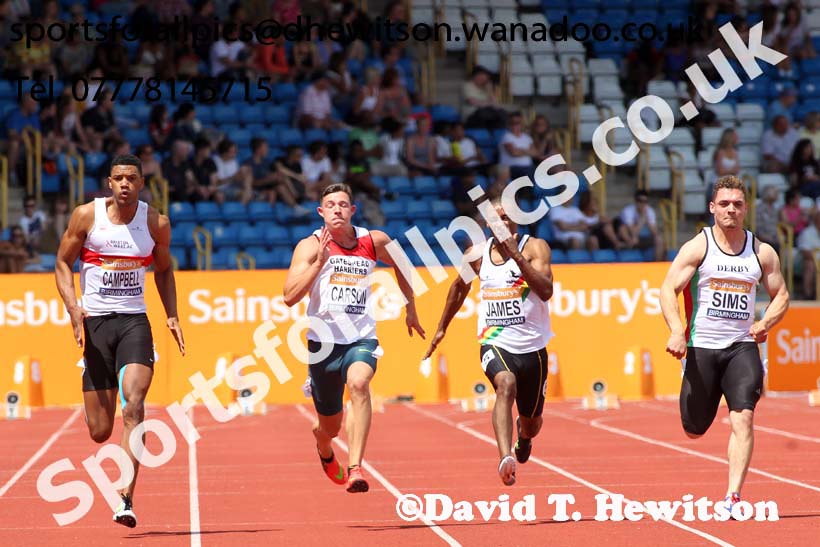 Mens 100 metres, Sainsbury's British Champs, Alexander Stadium, Birmingham. Photo: David T. Hewitson/Sprts for All Pics